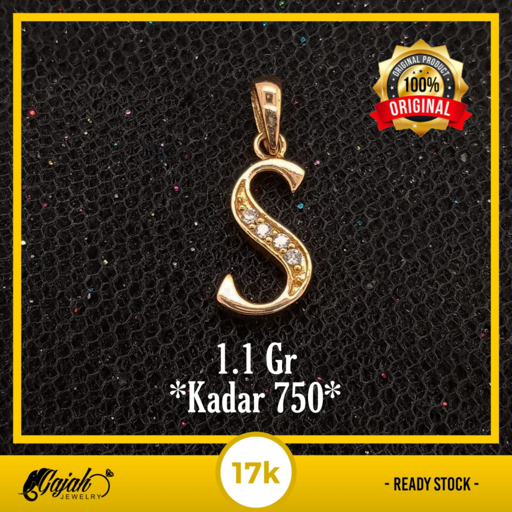 Liontin Huruf S Emas 17K - 1.1 Gr Kadar 750 - 5468