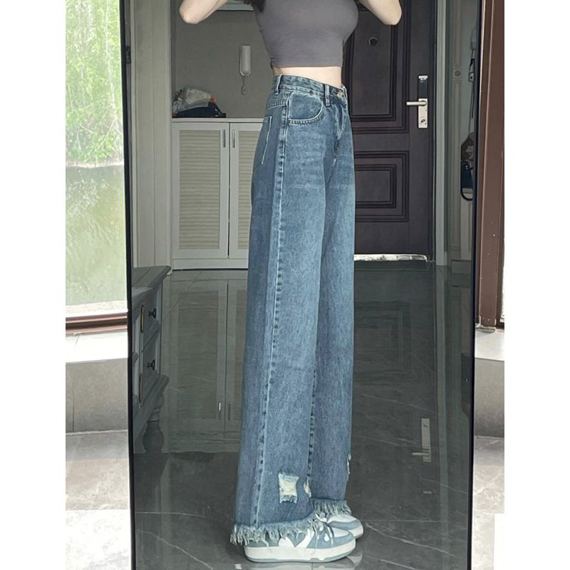 Biru Retro high waist  kekinian celana jeans wanita terbaru