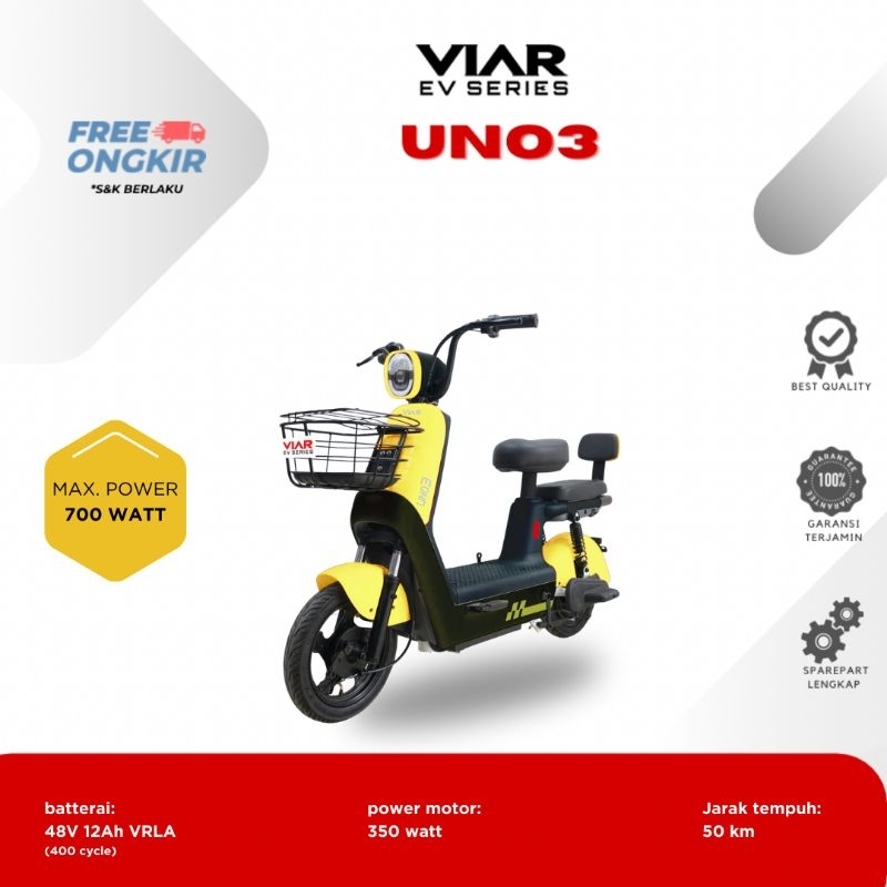SEPEDA LISTRIK VIAR UNO3 / UNO 3 - ORIGINAL - GARANSI RESMI