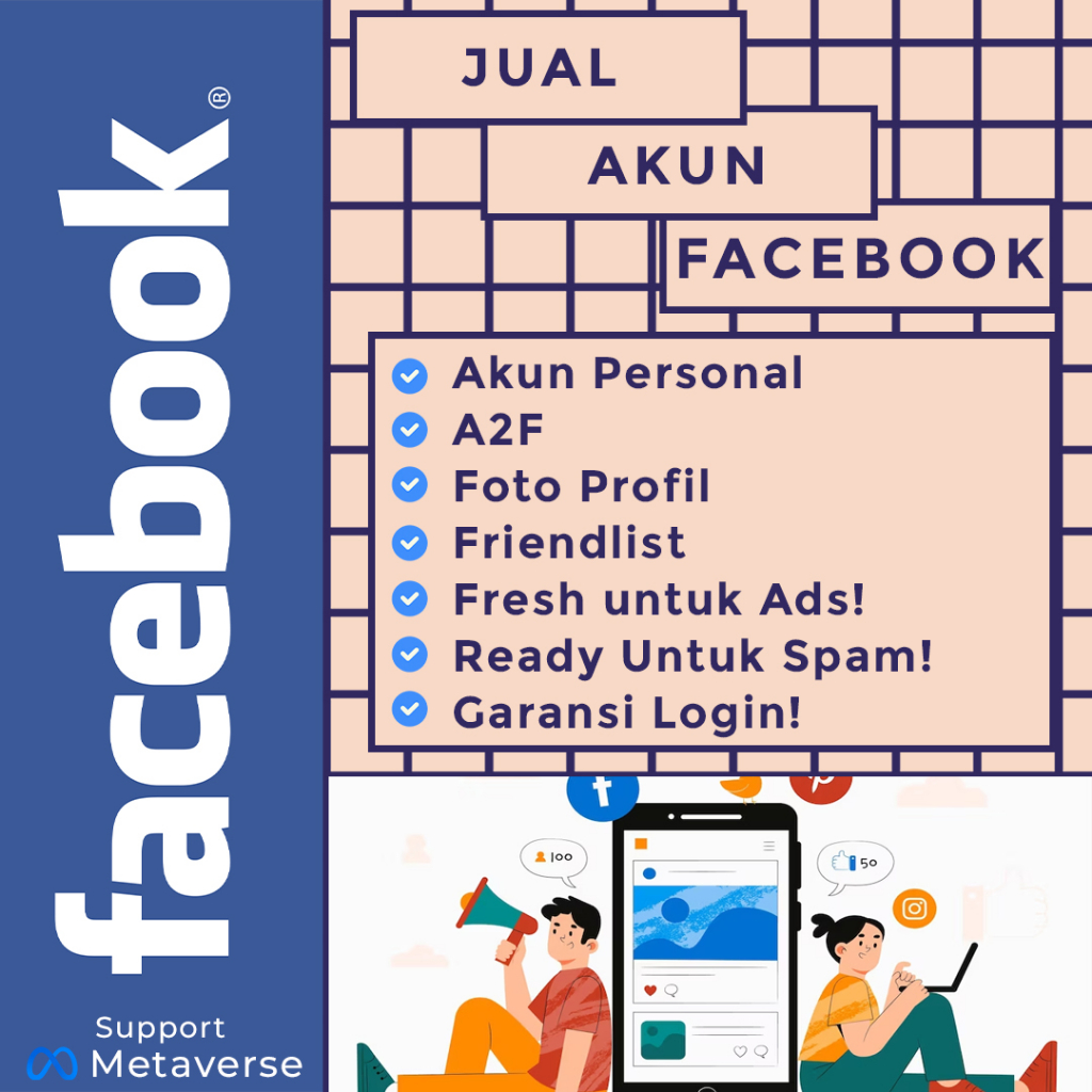 Jual Akun FaceBooks Untuk spam Akun Facebook A2F Siap Untuk Ads atau Spammer