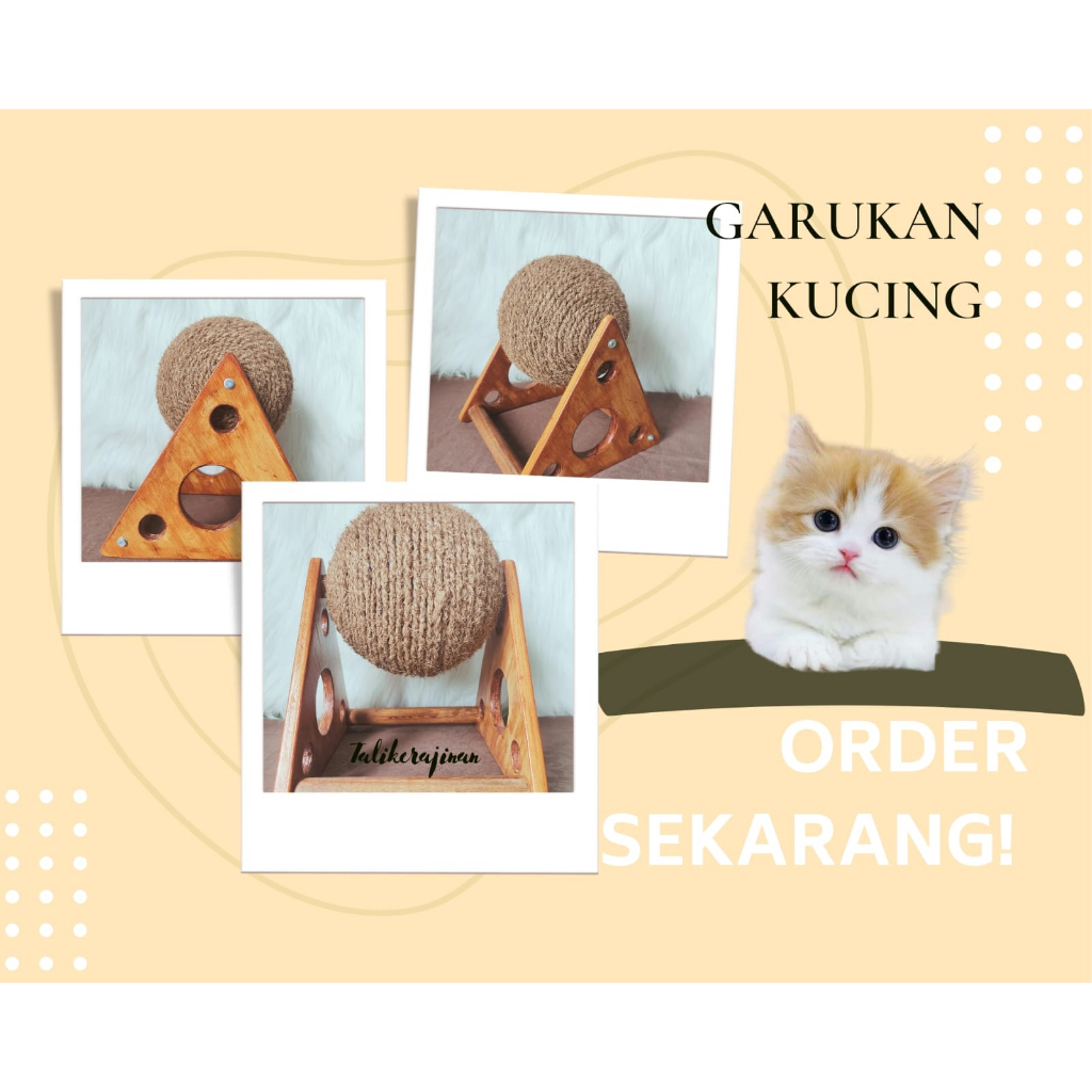 Garukan Kucing Bola Sabut Kelapa Cakarang Kucing Cat Scratcher Ball Unik