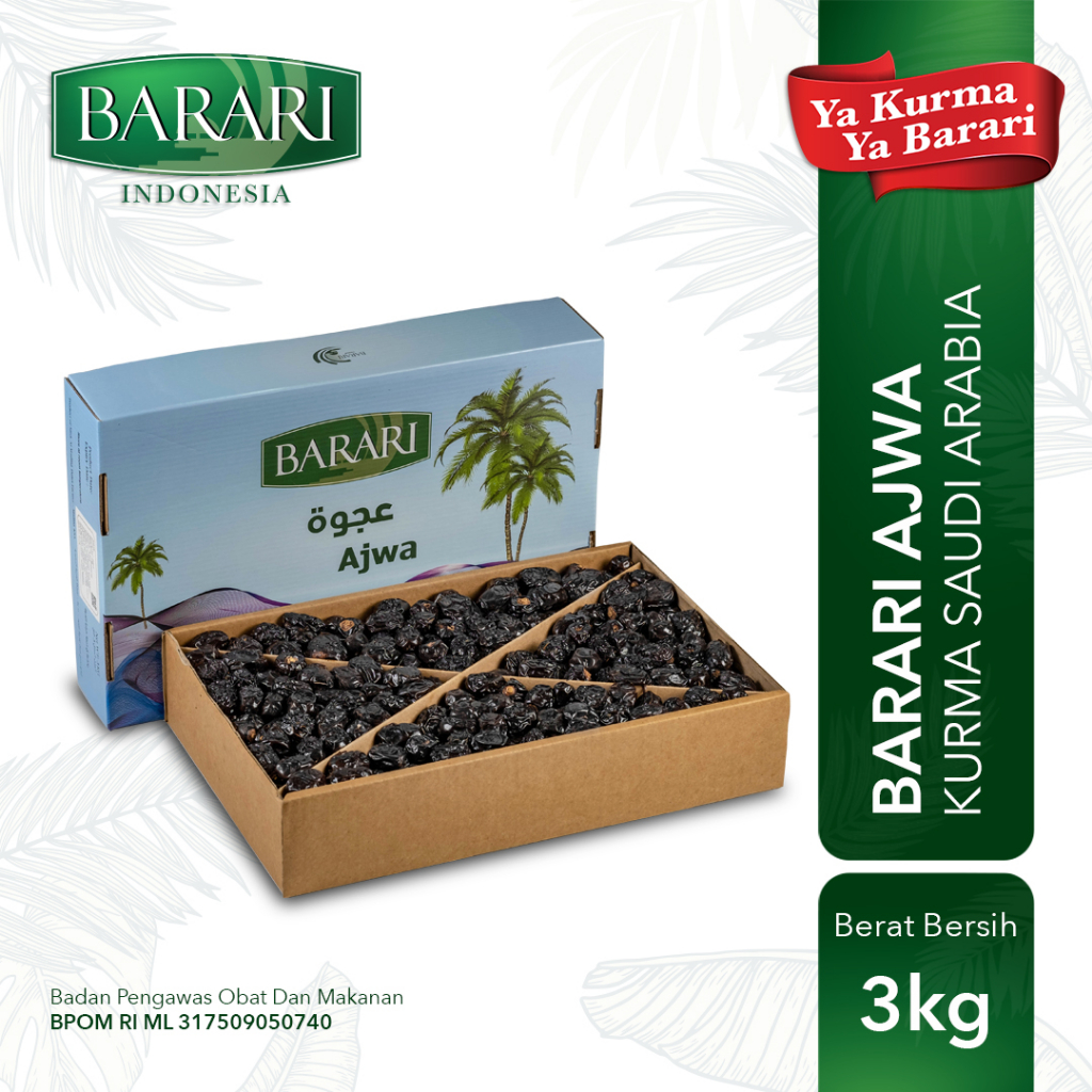 

BARARI Ajwa Kurma Arab 3 Kg Premium Dates High Quality Tekstur Lembut