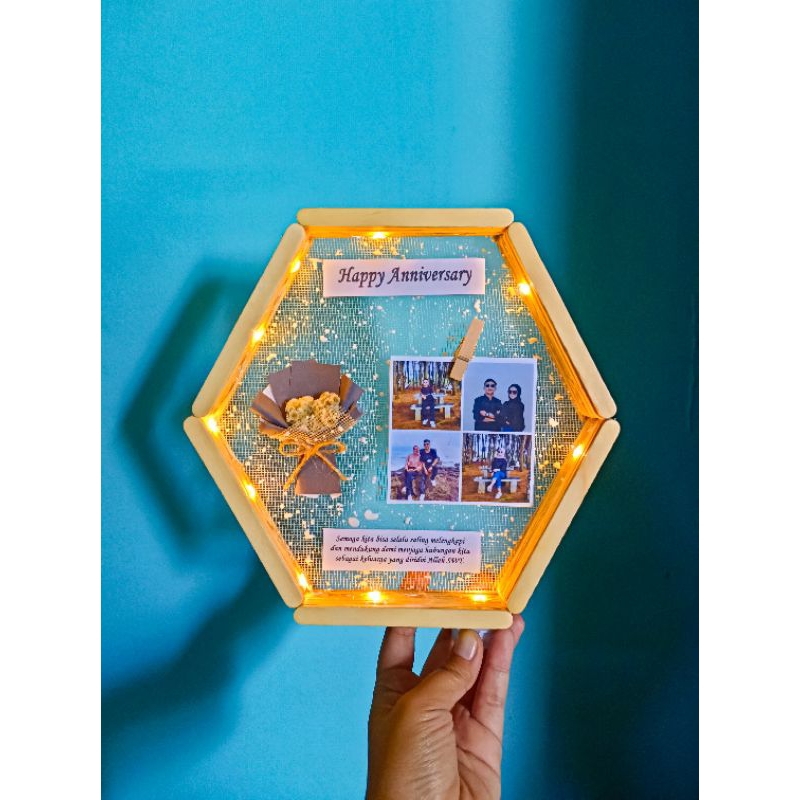 Hexa Frame  3D | Kado Unik | Kado ulang tahun | Kado enganggement | Kado Pernikahan
