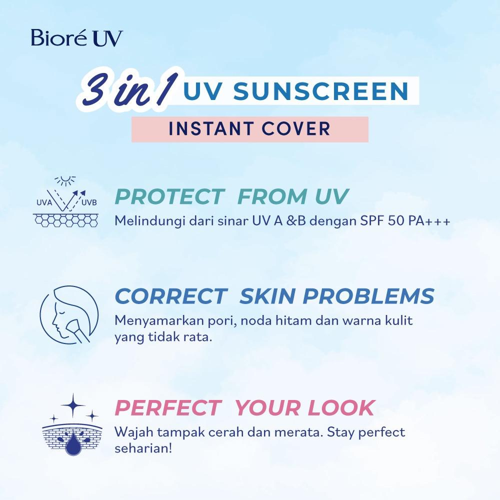 Biore UV Fresh &amp; Bright Instant Cover Sunscreen SPF 50+ PA+++ ( Pink )