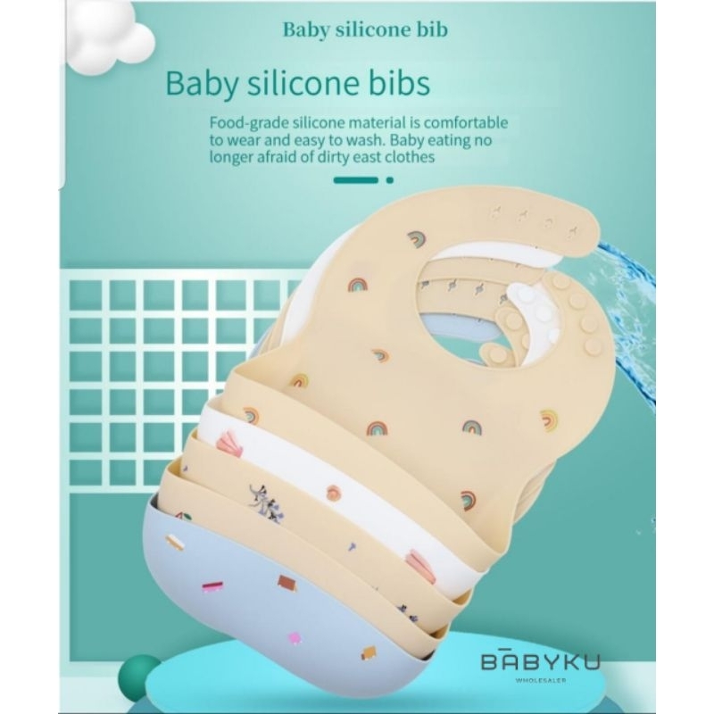 Slabber silicone premium feeding bib for baby kids / Slabber celemek silikon bayi anak