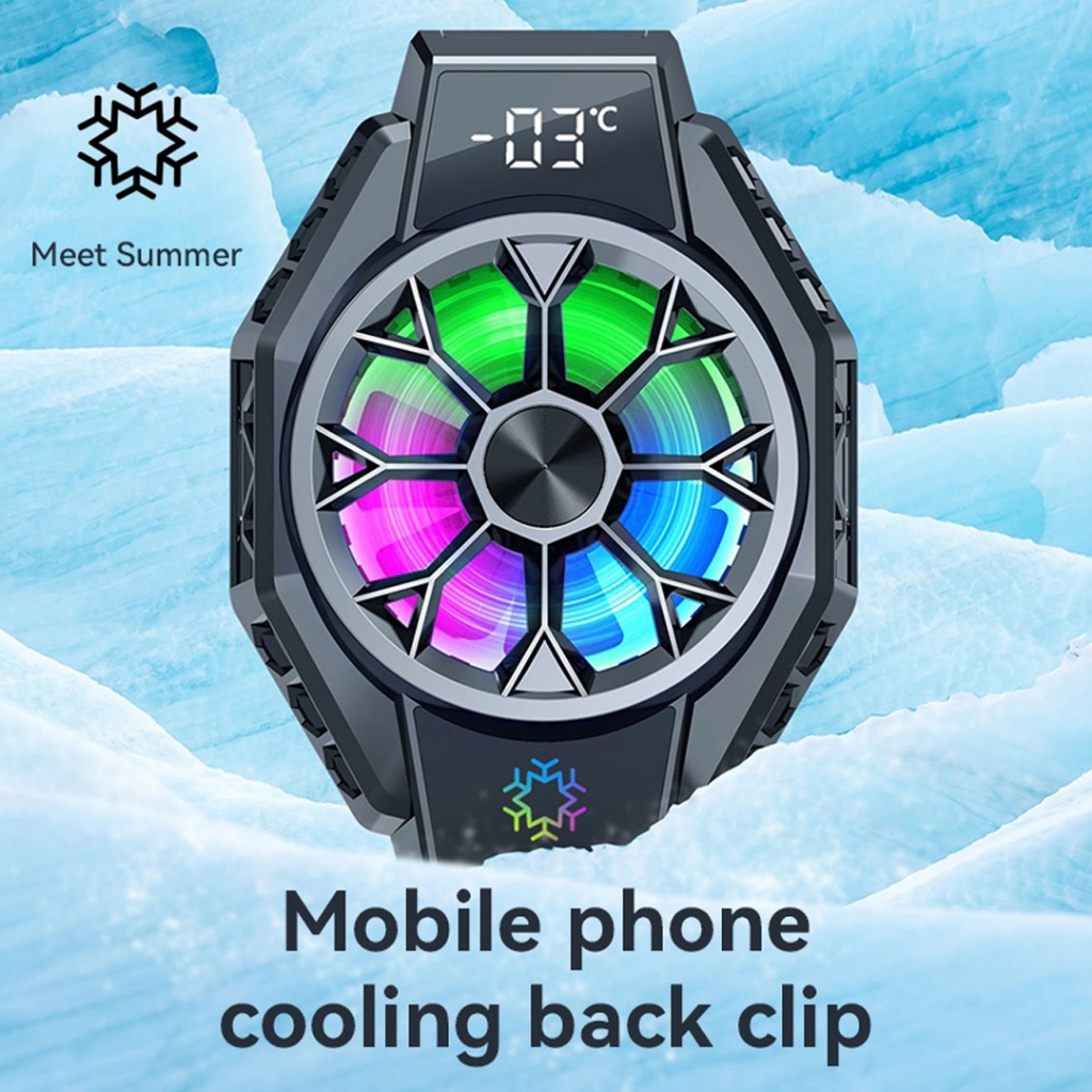 Funcooler X9 Cooling Fan Radiator RGB With Digital Display Pendingin HP Gaming Clip On Jepit Phone Fan Cooler Kipas Pendingin Handphone