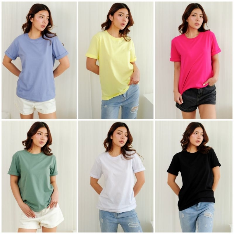 ✨️ PO 10 HARI ✨️ BEST SELLER ♡ PREMIUM ♡ ORIGINAL ! VIANNEY BASIC PLAIN COMFY BLOUSE TEE SHIRT