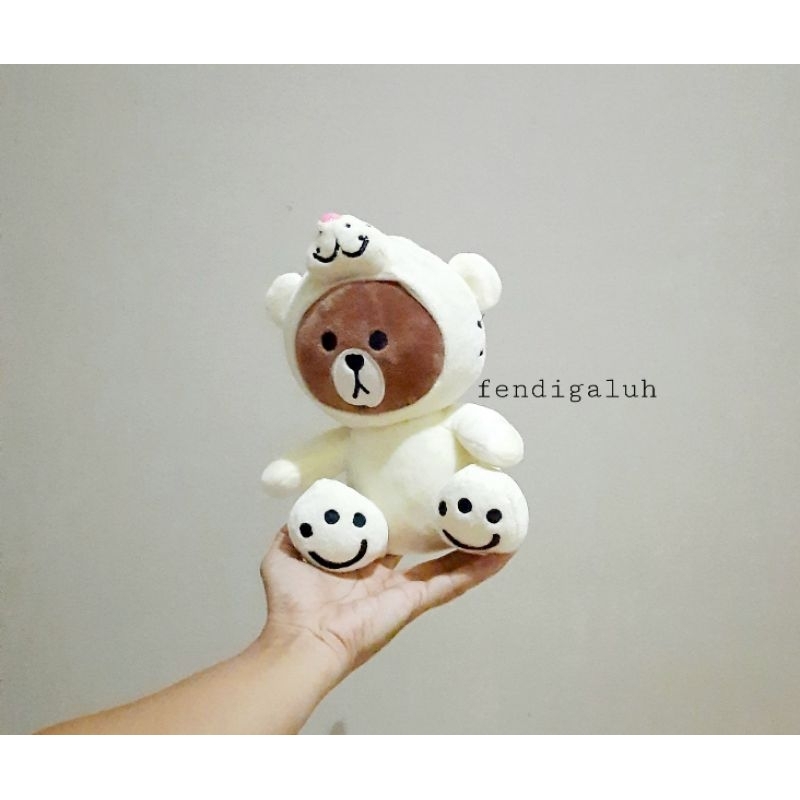 Boneka Beruang Coklat Costum Simba Putih Size 25 cm/ Boneka Beruang