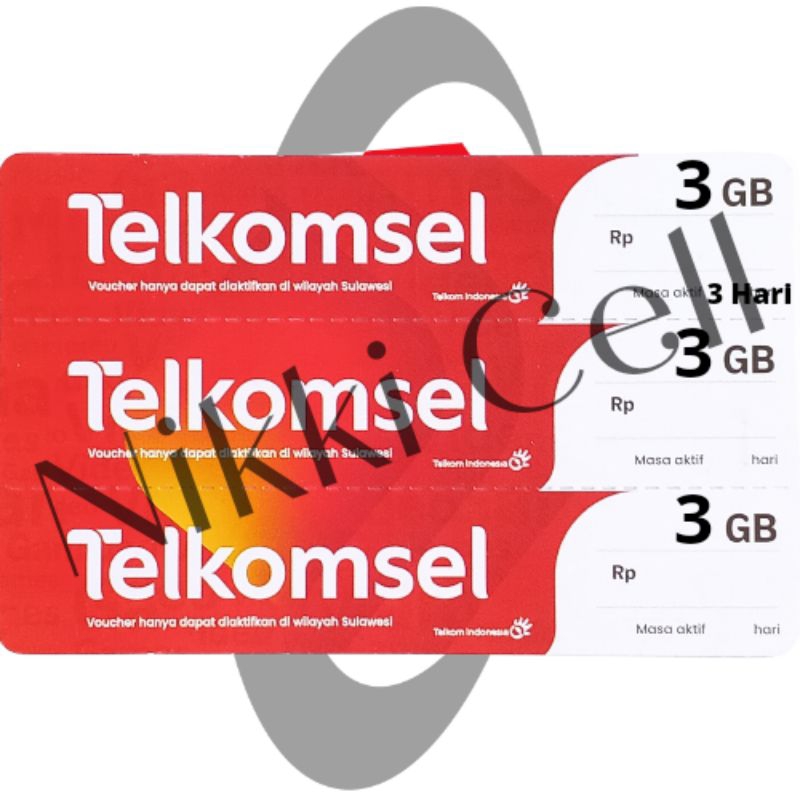 NEW Voucher Telkomsel 3 GB/3 Hari Zona 1 Sulawesi