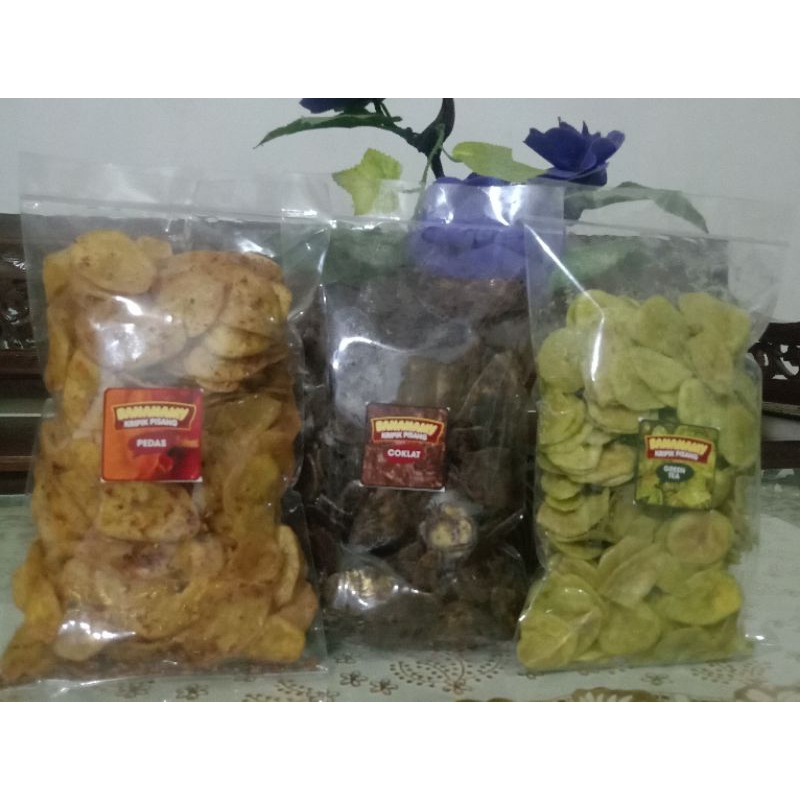 

KRIPIKPISANG,COKLAT,GREEN TEA,PEDAS, 250 gram