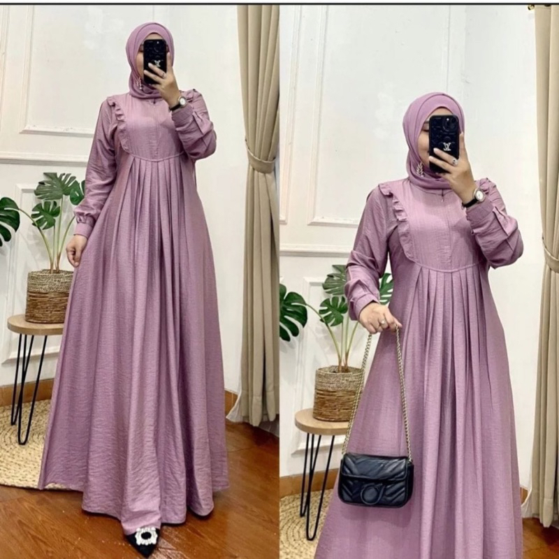 Ranni Dress Pololinen Premium Ruffle Dress Muslimah Wanita