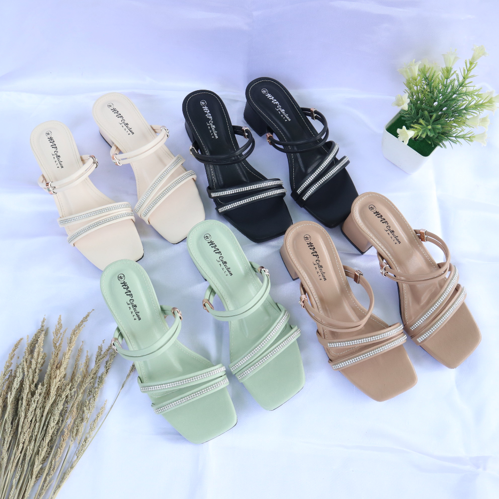 HMF Herty Sandal Hak Mules Wanita ND06