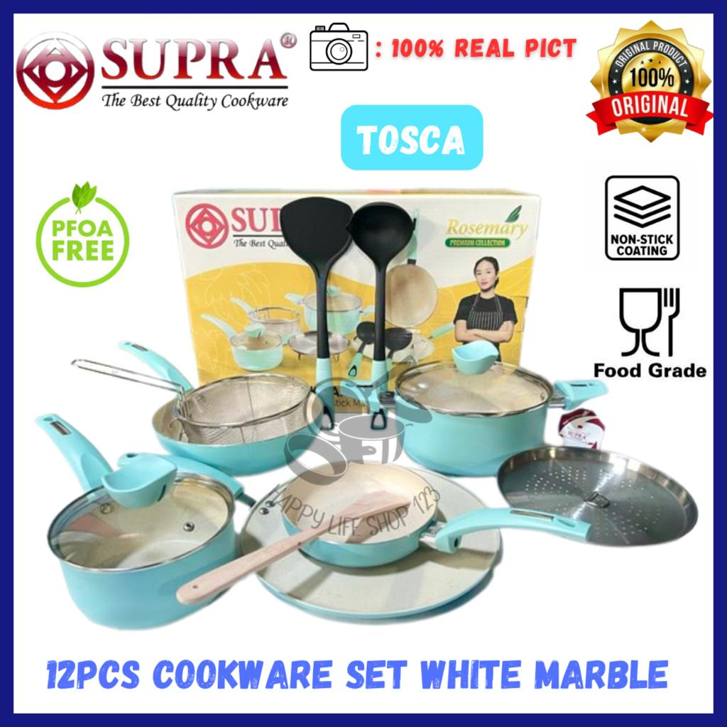 NEW Panci Supra 12pcs Cookware Set Marble Pastel / Panci Supra 12pcs Marble