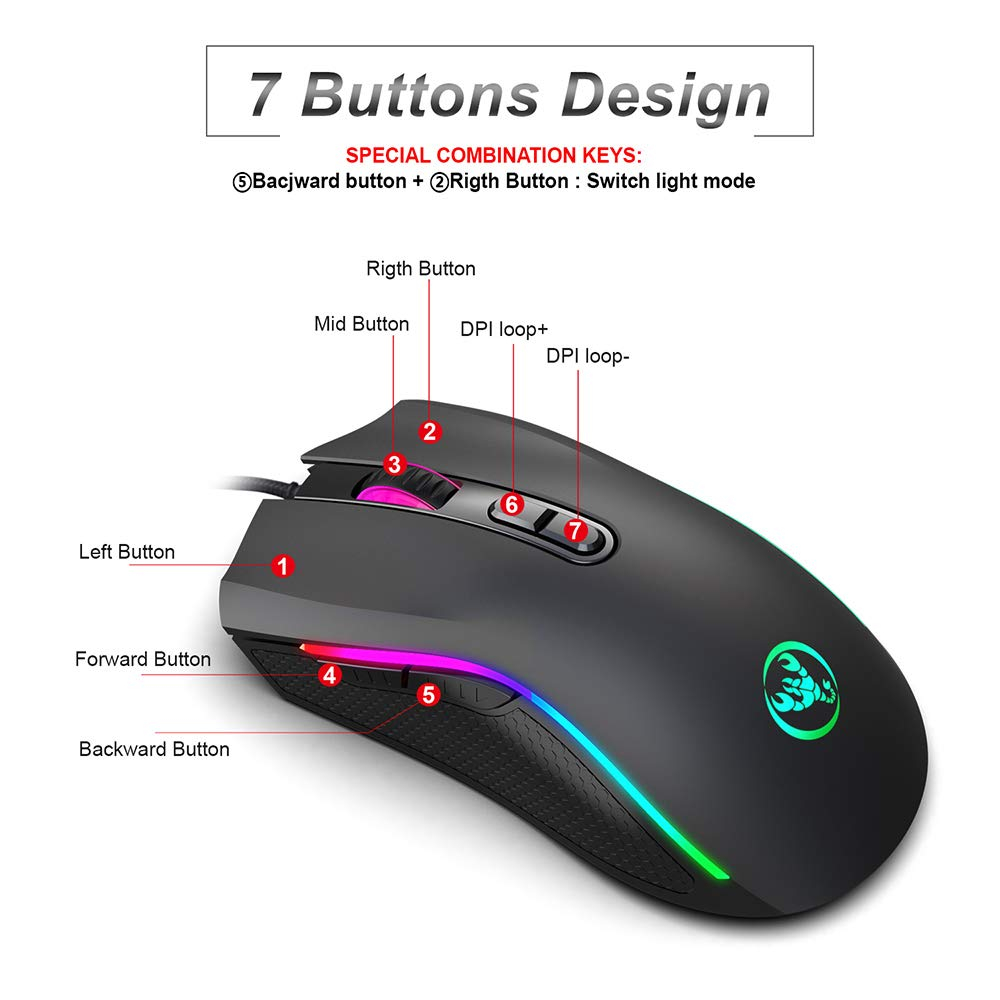 iFeelTech - HXSJ A869 WIRED GAMING MOUSE RGB MOUSE GAMING