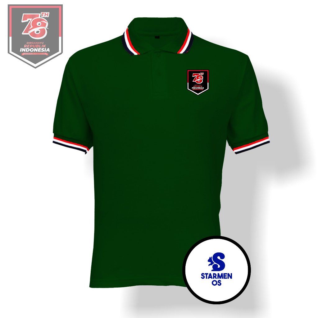 Kaos Wangki Polo T-Shirt Pria Kerah 3 List Soft Logo 17 Agustus 2023 / 78th Tipe B