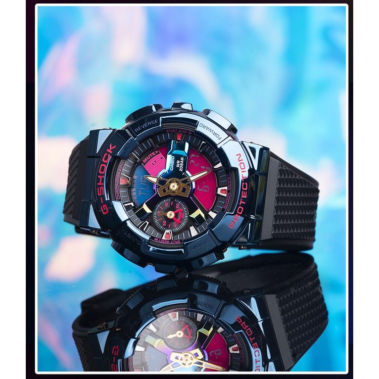 JAM TANGAN GSHOCK GM-110 FULLSET WATER RESISTANT - BLACK RAINBOW