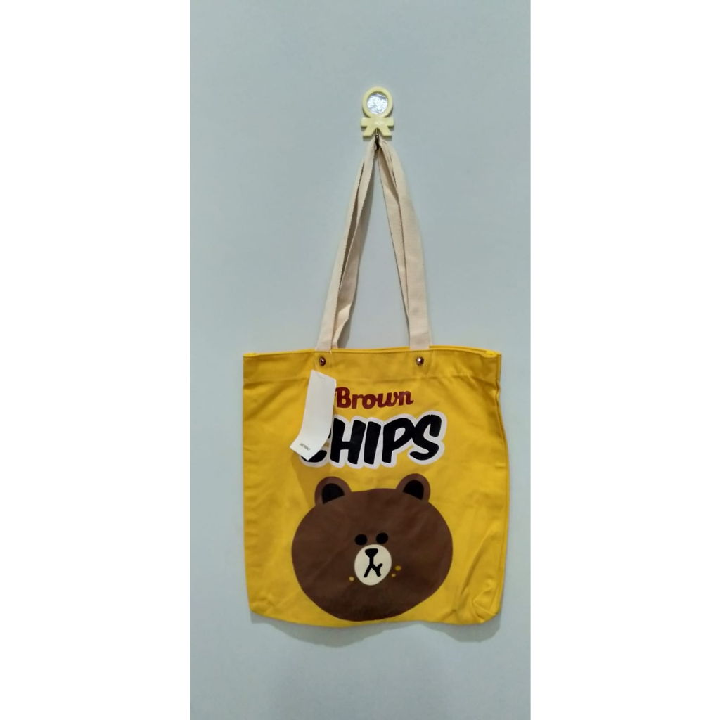 [BACA DESKRIPSI] CKBAGS - TOTE BAG CHARACTER BROWN LINE #4016