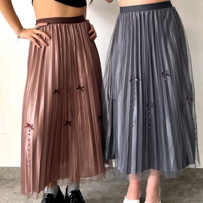 Rok Bolak Balik Midi 7/8 Tile + Plisket Velvet 2in1 Premium Import