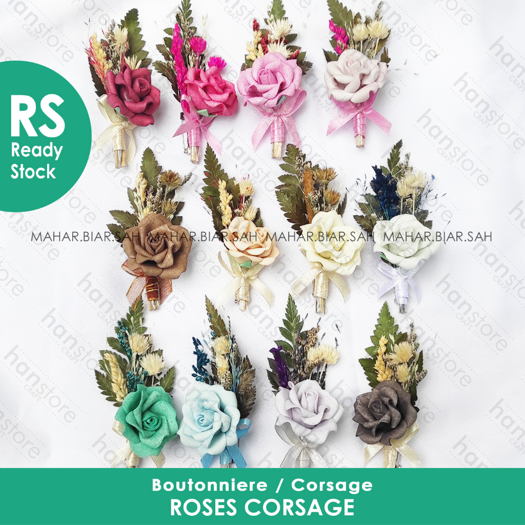 RS Roses Corsage / bros bunga kering / bunga jas / bros bunga jas / dried flowers