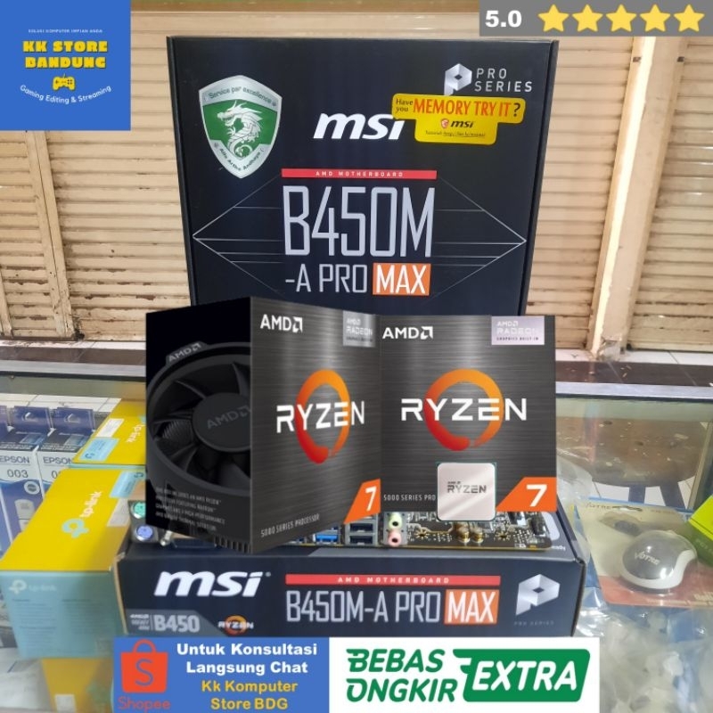 PAKET PROCESSOR AMD RYZEN 7 5700G + MOTHERBOARD MSI B450M-A Pro MAX