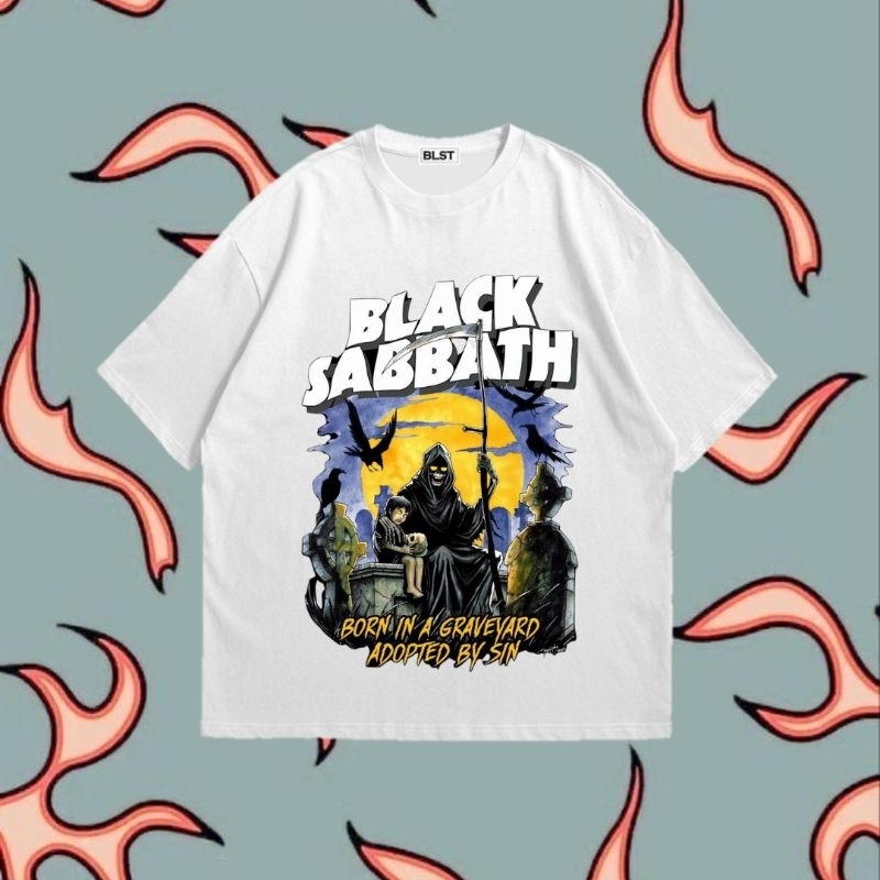 KAOS VINTAGE BLACK SABBATH / T SHIRT BAND BLACK SABBATH / KAOS PUTIH UNISEX
