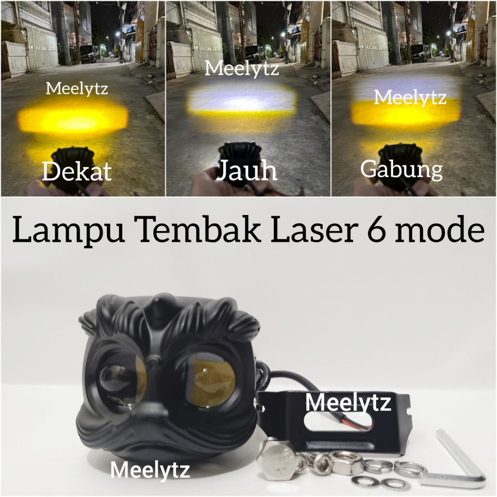 Premium Lampu Tembak Tanduk Led Laser 6 MODE High Low bahan Full Alumunium Putih kuning U145-MYTH