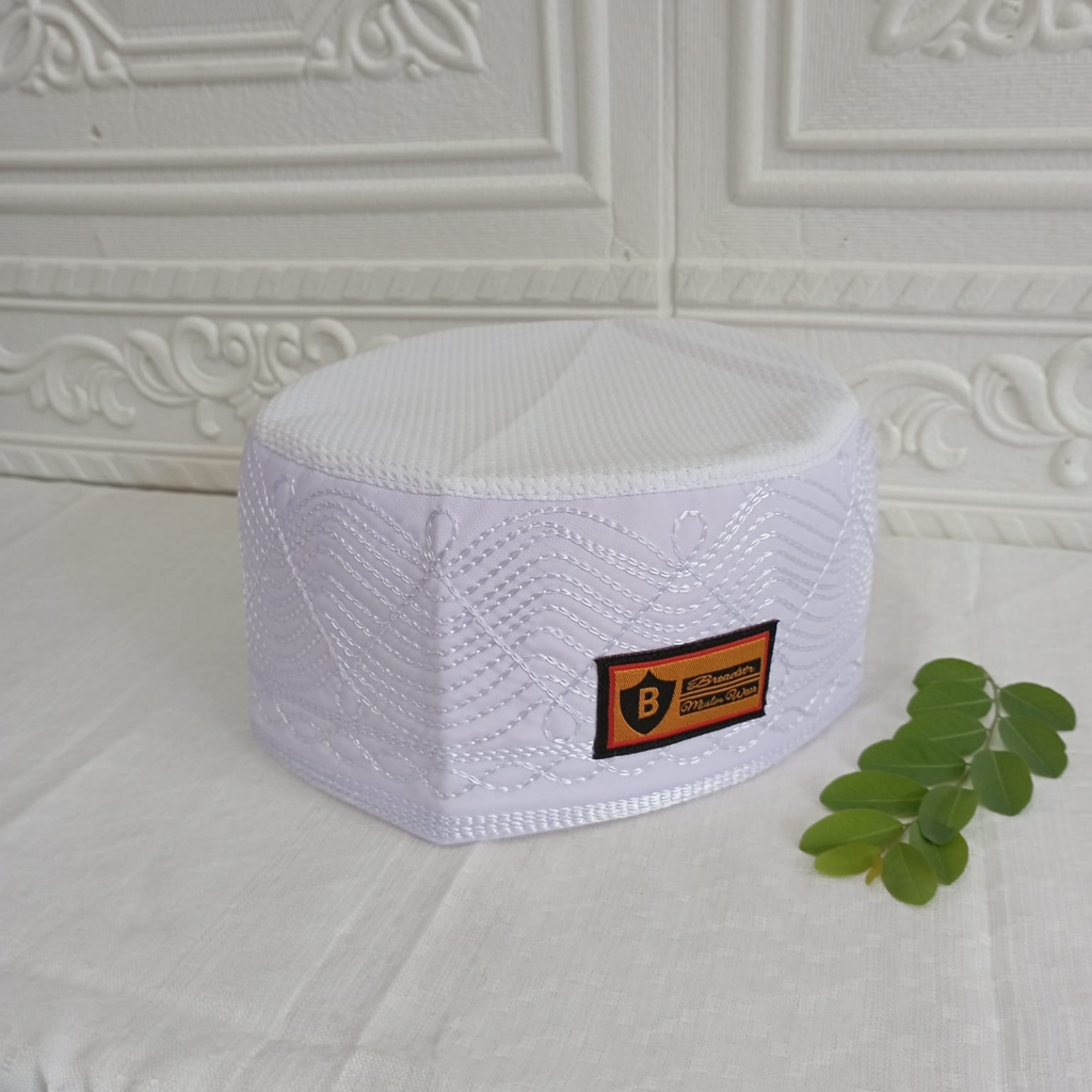 Peci Songkok Kopiah Haji ikaf Madinah Bulat FULL AC jaring Putih Premium tinggi 9cm Murah - Peci Pri