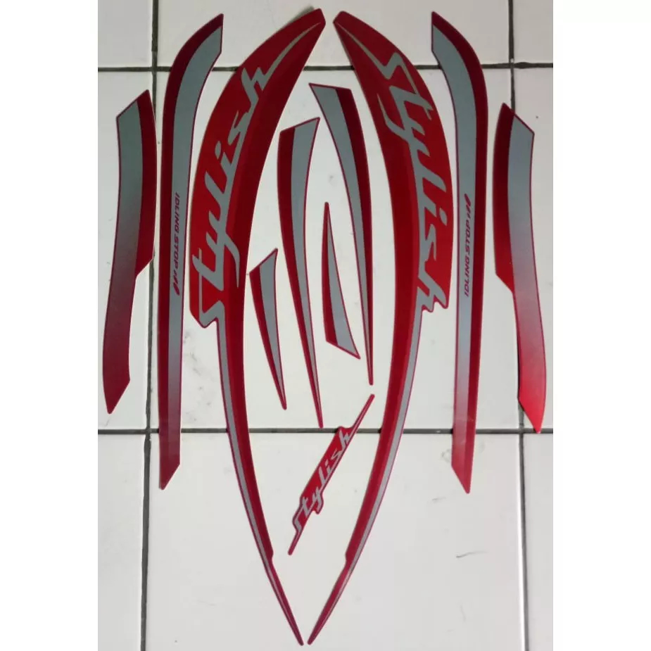 stiker striping honda scoopy stylish 2019 merah doff lis body original
