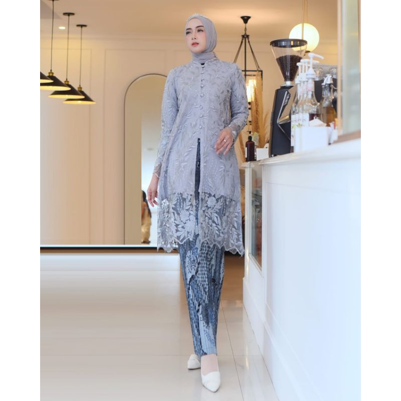 TUNIK BRUKAT SET ROK PLISKET