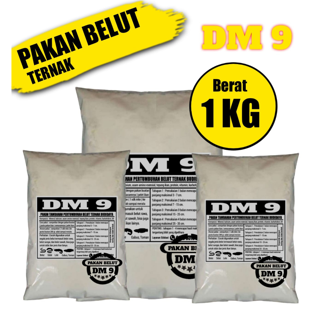 pakan belut ternak budidaya sawah sungai rawa DM 9 isi 1 kg