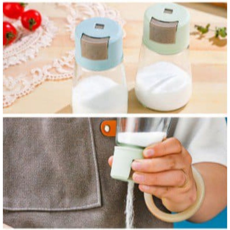 DISPENSER TEMPAT BUMBU DAPUR BOTOL KACA UNIK OTOMATIS