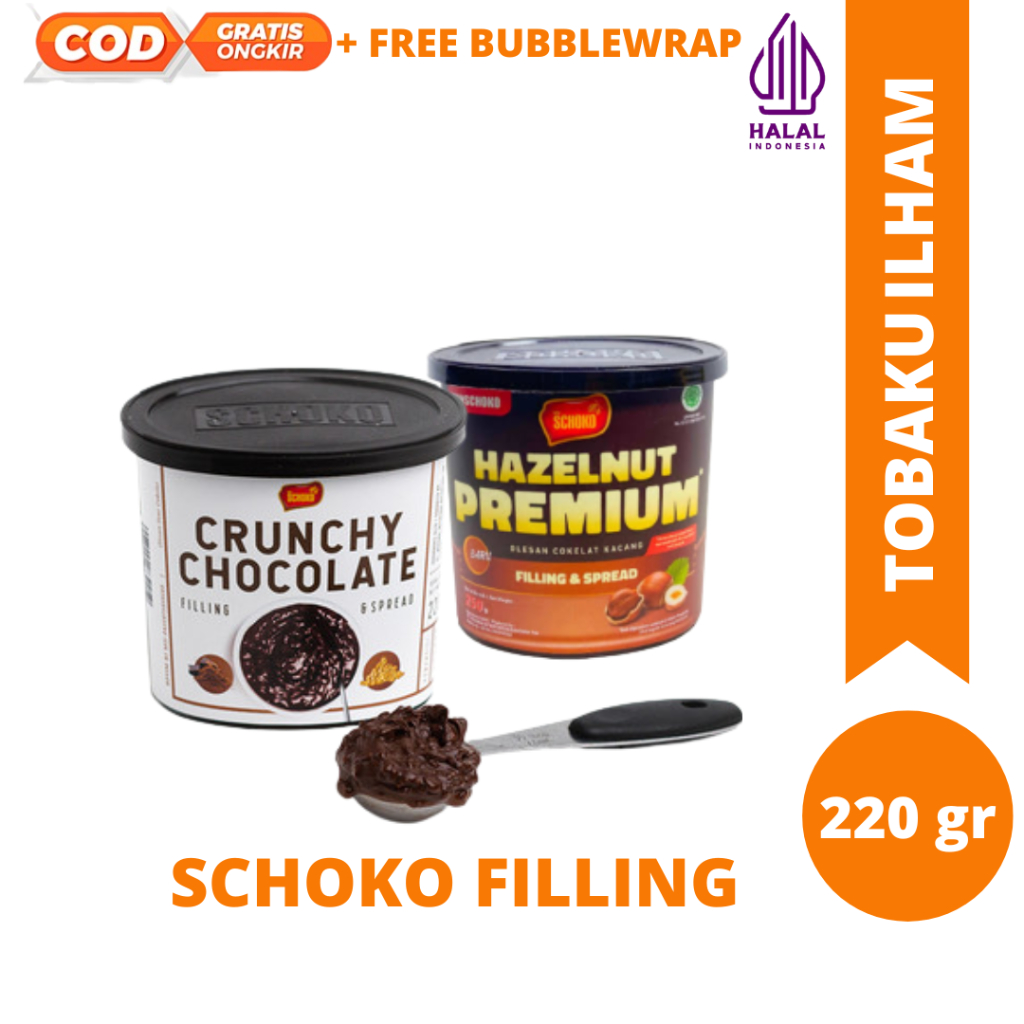 

Schoko Filling spready 220gram/ hazelnut premium/ crunchy hazelnut/ olesan coklat kacang/selai Halal /olesan roti