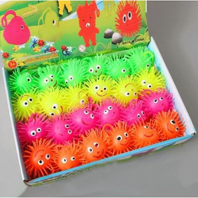 Bola Ubur Mainan Bayi Anak Puffer Ball Ubur Ubur Karet LED Bola Duri Lampu LED UDB