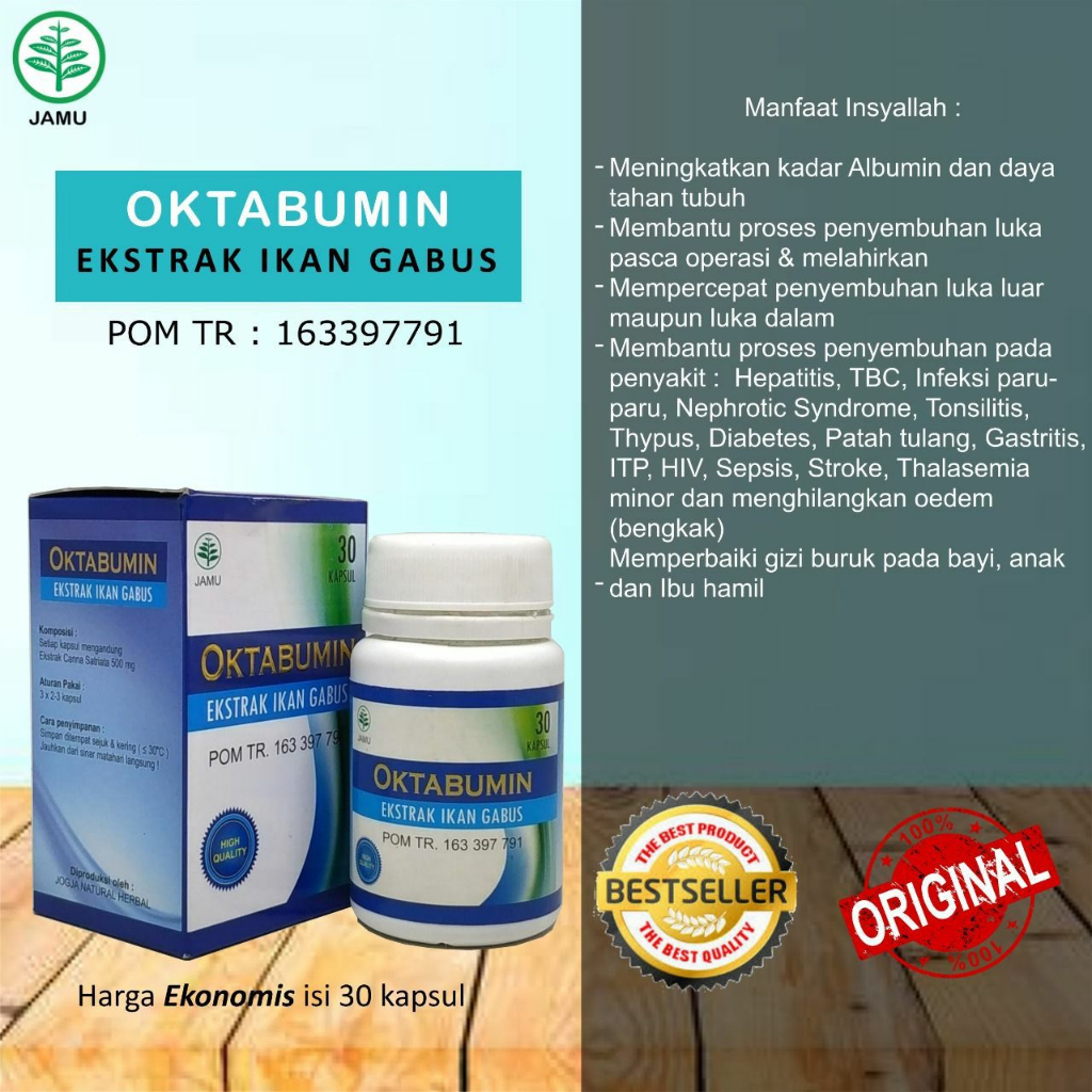 Kapsul Ekstrak Ikan Gabus/Kutuk Oktabumin 30 kapsul