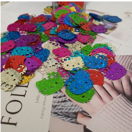 Isi 50 Hello Kitty Beads Monte Gepeng Warna Payet Colorful Bead Hiasan Gelang Kalung Hias Art Seni D