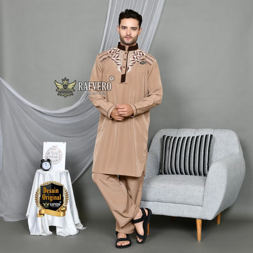 recommended mmstore - baju koko setelan model polos - kurta turkey setelan baju + celana - gamis
