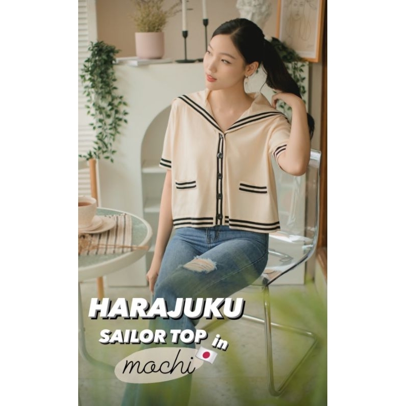 Bebeplum Harajuku Sailor Top in Mochi PL