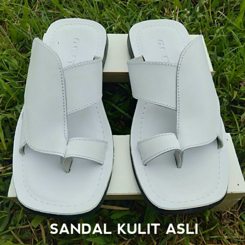 sandal slop pria sendal laki laki sandal slop putih sandal kulit asli