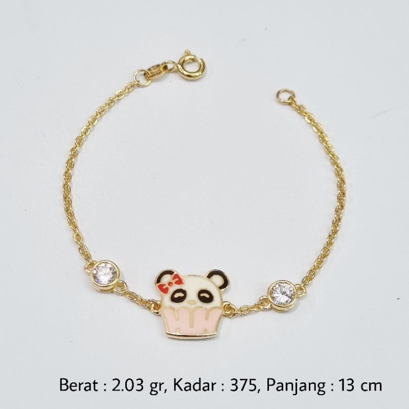 2.03 gr - Gelang Emas Rantai Anak Panda 13 cm Kadar 375 (8K) - Pi6