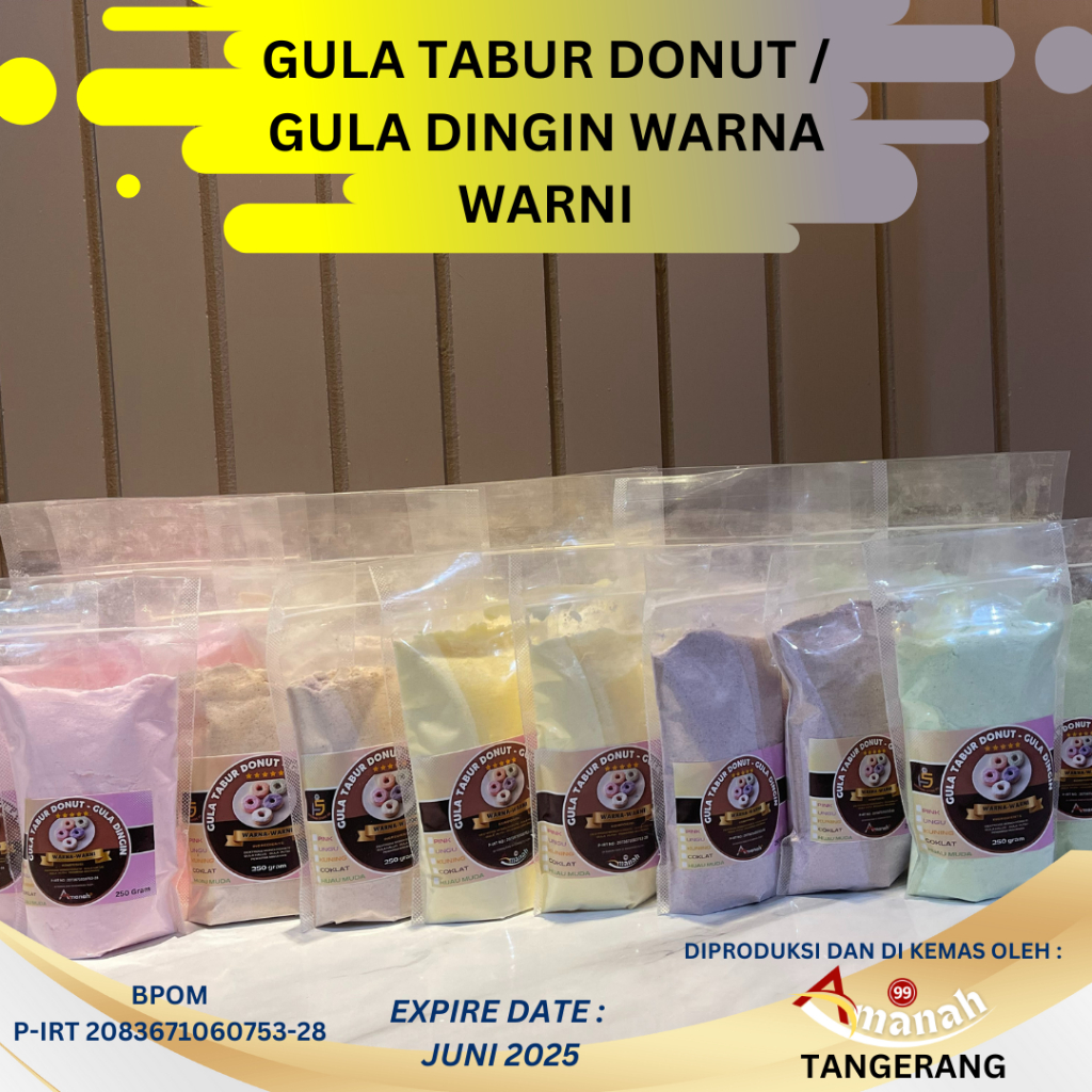 

Gula Dingin Gula Donut Warna Warni Gula Halus Gula Dextrose 250 Gram