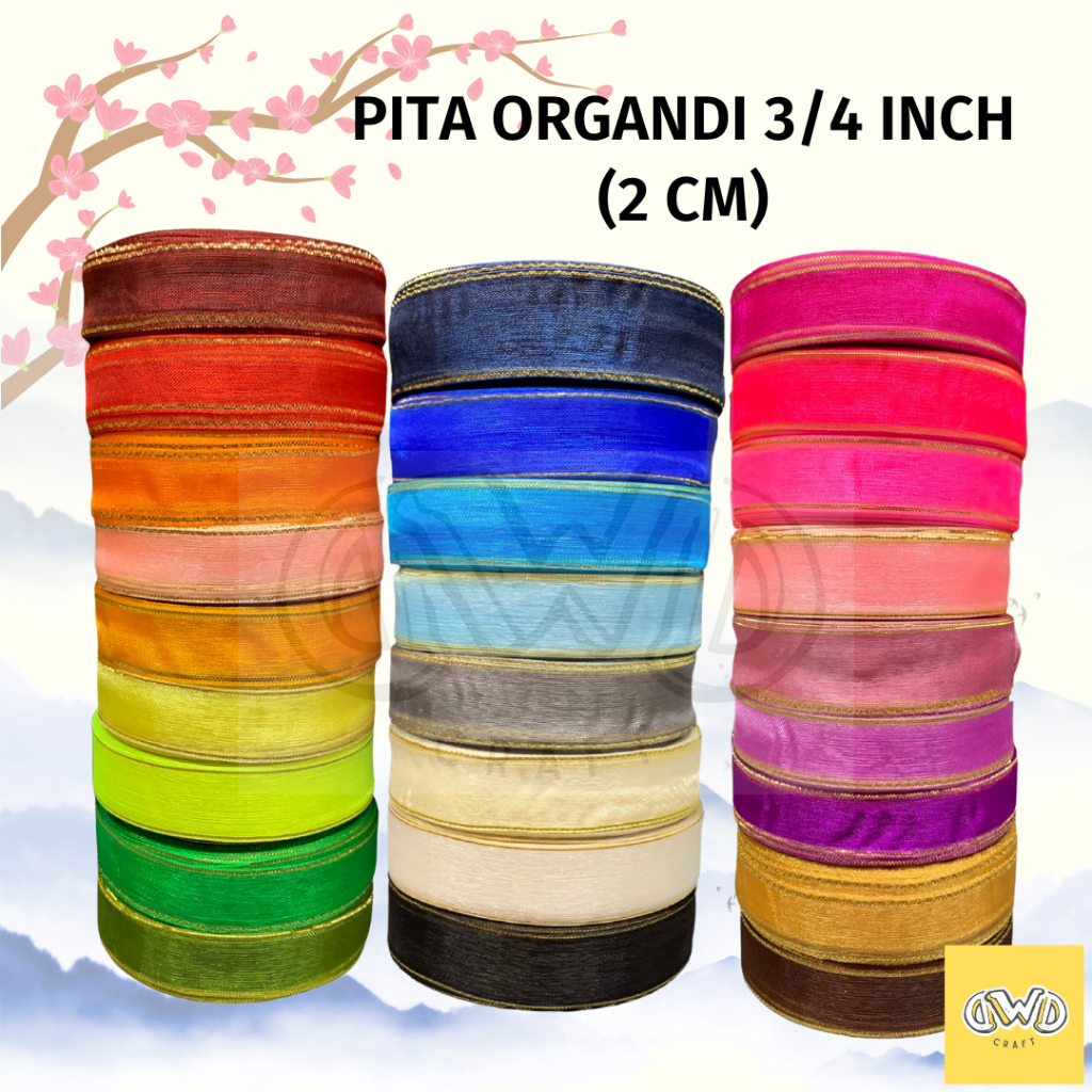 

Pita Organdi List Emas 3/4 inch (2 cm) / Pita Organza
