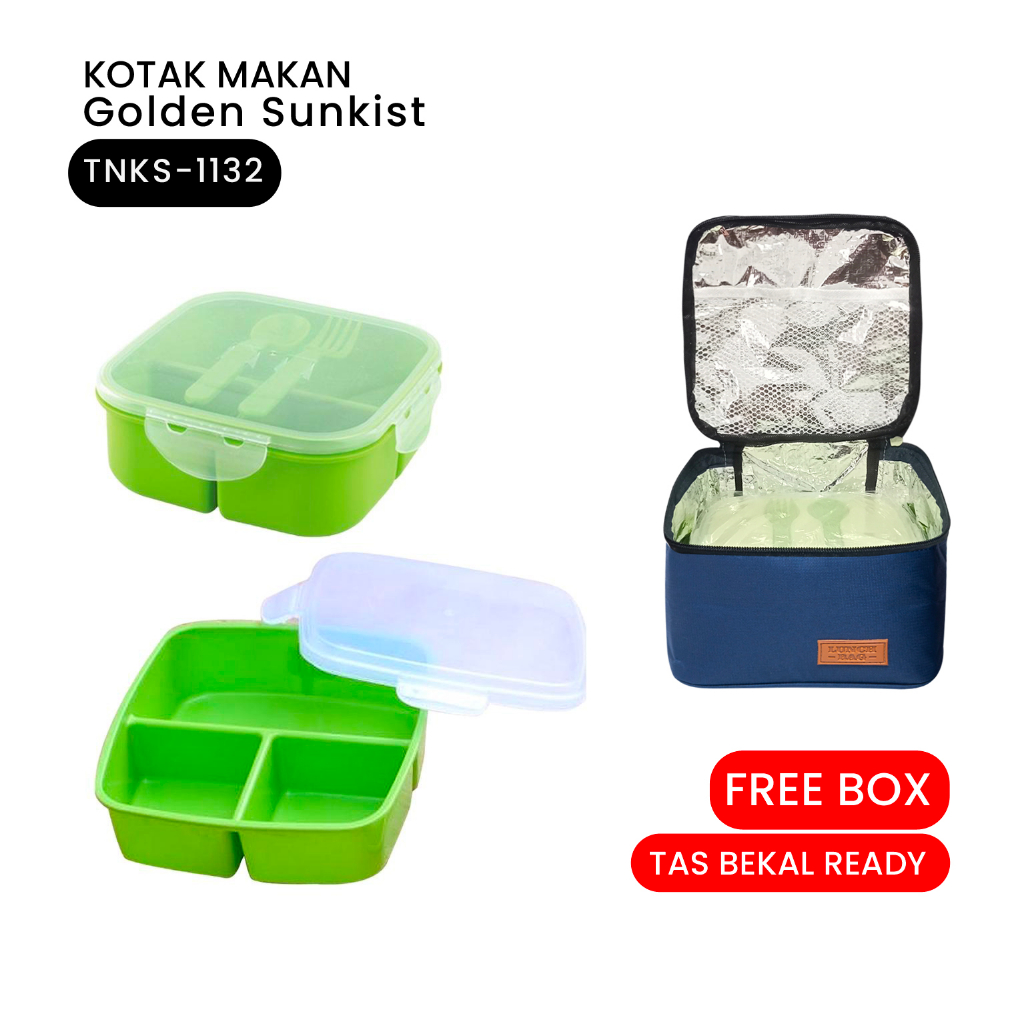 Kotak makan lunch box golden sunkist tempat bekal makanan tepak makan anti tumpah anak sekolah