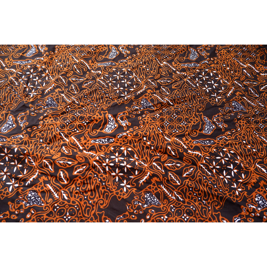 [Pre Order 17 Hari] Kain Batik Cap Kombinasi Tulis Asli Hitam Sogan Motif Peta Indonesia Premium Han