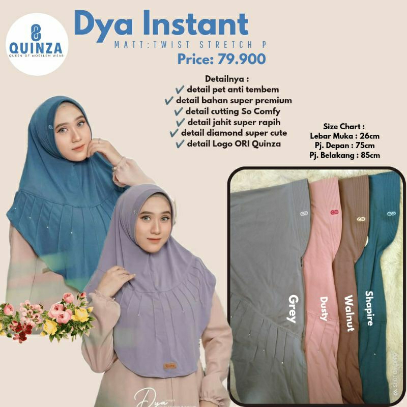 Dya instan Quinza//hijab instan // Bergo adem