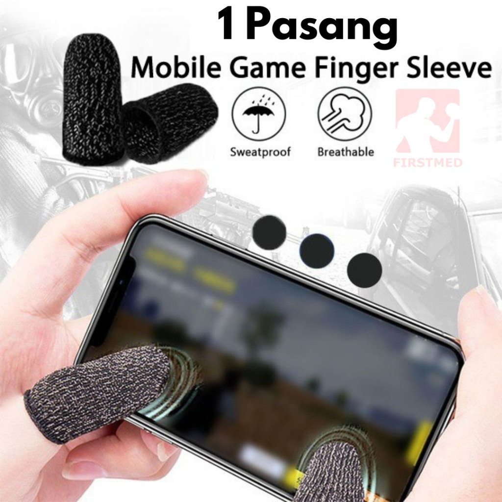 SARUNG TANGAN JEMPOL GAMING FINGER SLEEVE 1 PASANG ISI 2 PCS - SARUNG JEMPOL GAME HITAM NANO FIBER