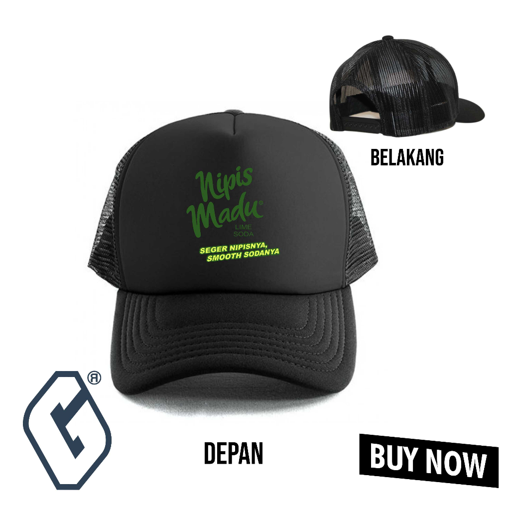 topi jaring nipis madu / trucker hat nipis madu
