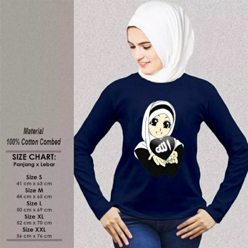 KAOS KERAH BULAT-WANITA MUSLIMAH-BAJU TANGAN PANJANG