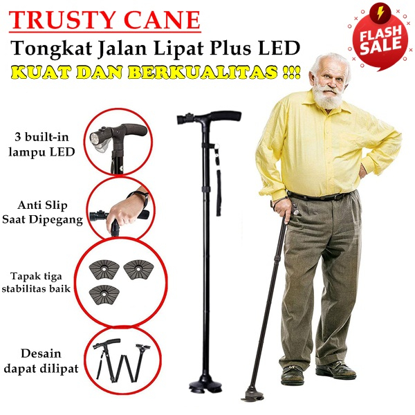 PROMO trusty cane alat tongkat bantu jalan led tongkat jalan untuk lansia alat bantu berjalan tongka