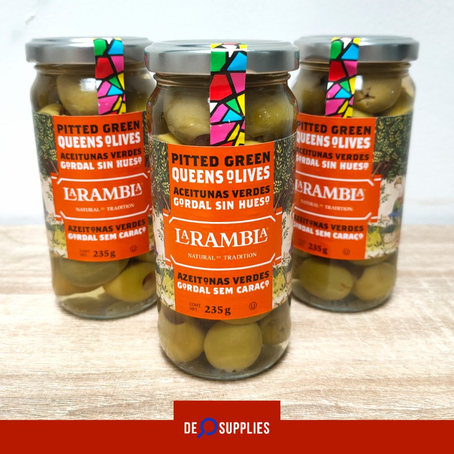 

La Rambla Pitted Green Queen Olives 235g - Buah Zaitun Olive Hijau Spain Spanyol Eropa