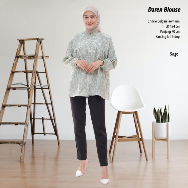 DAREN BLOUSE WANITA CRINKLE BULGARI / Blouse Motif / Blouse Bunga / Blouse JUMBO / Blouse  Crinkle